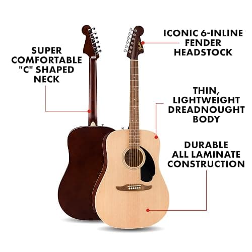 Fender California Debut Redondo Dreadnought Acoustic Guitar, Spruce Top, Black Pickguard, Natural thumbnail 2
