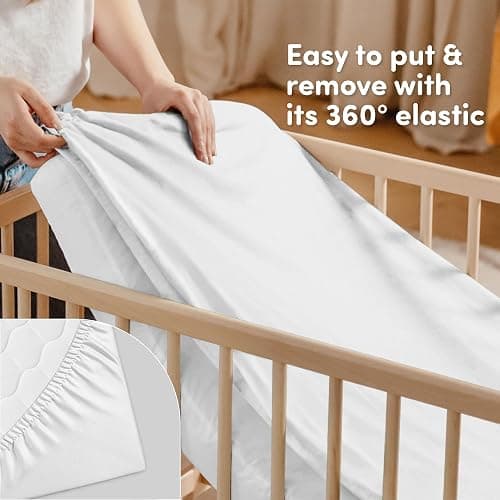 Cotton Crib Sheets 2 Pack – Sweety Fox Mini Fitted Sheets for Baby Boys and Girls, Soft Jersey Knit for Crib or Toddler Bed, White thumbnail 6