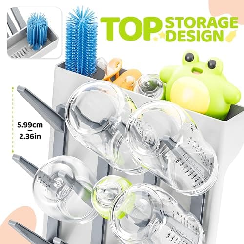 Dayacoco Baby Bottle Drying Rack, Removable Vertical Bottle Dryer Rack Holder, Space Saving Rack for Newborn Feeding Essentials - Holds Up to 12 Baby Bottles Storage (Grey) thumbnail 5