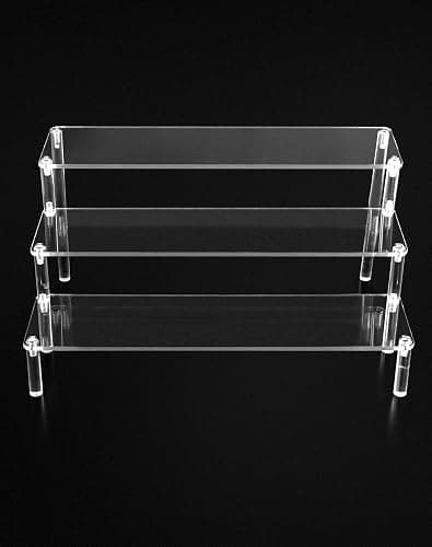 QWORK® Présentoir Acrylique à 3 Niveaux, 4mm d'épaisseur, 30x21x15cm - Présentoir Acrylique Transparent pour Figurines, Bijoux, Cupcake, Rouge à Lèvres, Vernis à Ongles, Épices thumbnail 4