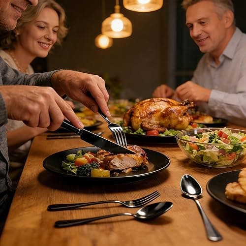 20 Piece Black Silverware Set,for Home,Kitchen,Restaurant.Black Flatware Set,Stainless Steel Cutlery Utensil Set include Forks,Knives,Spoons thumbnail 2