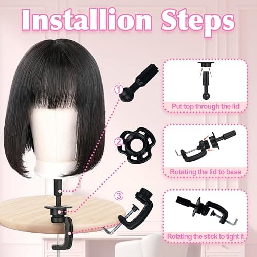 Firstwon 22 Inch Wig Head Mannequin Head for Wigs, Wig Stand with Head for Hair Styling Practice Display Wigs Making Tripod Stand with T Pins Set thumbnail 5
