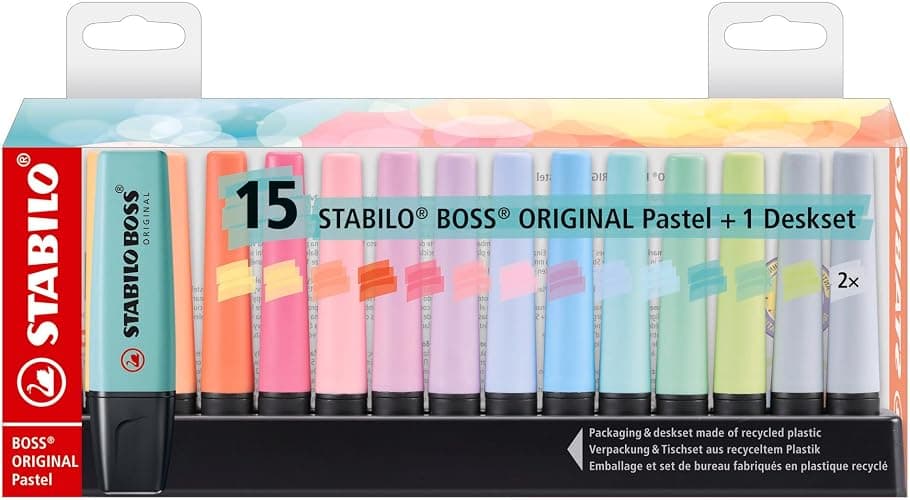 STABILO BOSS ORIGINAL Pastel - Evidenziatore - Desk-Set - 15 Evidenziatori Pastel thumbnail 3