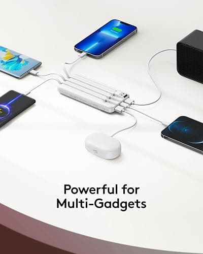Orfeika Portable Phone Charger, 10000mAh Portable Charger Power Bank with Built-in Cables, Travel Essential Battery Pack Compatible with iPhone, Samsung, Google, iPads, Tablets, etc thumbnail 3