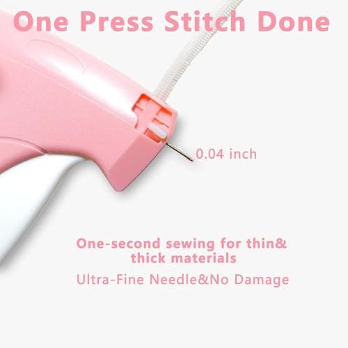 Stitch Tag Gun for Clothes,Micro Mini Stitch Gun No-Sew,Price Tagging Gun,Handheld Hem Gun for Clothing,Fabric Stapler,Quick Sticky Fixer,Temporary Sewing Gun,6 Needle,2000 Fasteners(Black+White)-Pink thumbnail 3