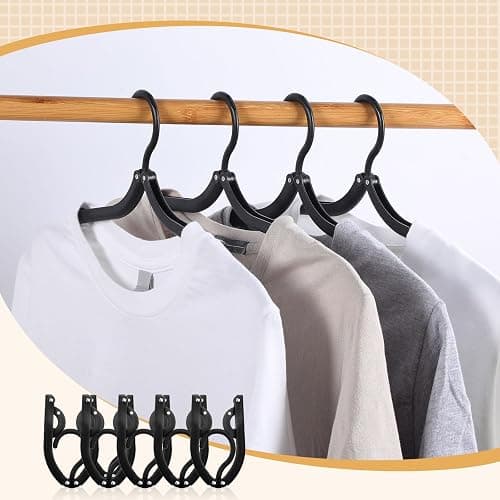 Sieral 40 Pcs Foldable Travel Hangers Plastic Portable Folding Clothes Hangers Cruise Ship Essentials for Travel Cruises Suitcase Dormitory School Hotel Women Laundry Coat Bag Drying(Black) thumbnail 7