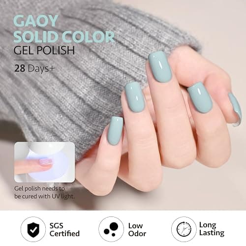 GAOY Blue Gel Nail Polish, 16ml Soak Off Gel Polish, UV Light Cure for Nail Art DIY Manicure at Home, 2001 Cadet Blue thumbnail 5