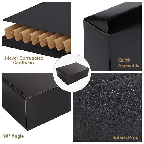 ZBEIVAN 12x9x4 Black Small Shipping Boxes, 20 Packs Corrugated Cardboard Mailer Boxes for Packaging Small Business Mailing Gifts Wrap Boxes with Lids thumbnail 4