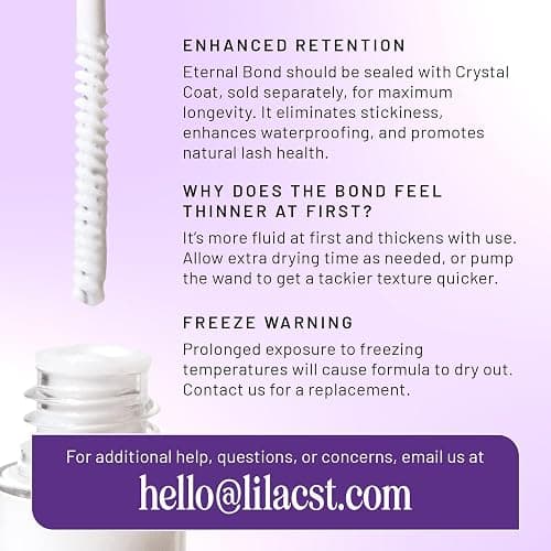 Lilac St - Eternal Bond (Clear) - Lash Cluster Glue - Mini Mascara Wand Applicator - Strong & Flexible Hold - Waterproof - Sensitive Eyes Safe - Cruelty Free, Vegan, Women Founded - 0.16fl oz thumbnail 3