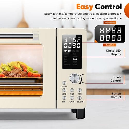 Nuwave Bravo Pro Convection Air Fryer Toaster Oven Combo, 2025 New and Improved, 10-in-1, 50°-450°F Temp Controls, Quick & Even Crisp Technology, 21Qt Capacity, Vanilla Cream, PFAS Free thumbnail 4