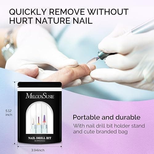 MelodySusie 3Pcs Nail Drill Bits Set, 3/32'' Carbide Tungsten Ceramic Bits, Flame, Nature Nail Buffer and Cone Shape Bits, Suitable for Manicure Pedicure Cuticle Gel Acrylic Remover thumbnail 7