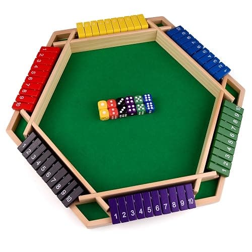 Havnidy Shut The Box Game 6 Player Wooden Table Games,Classic Dice Games,Travel Game,Wooden Math Traditional Pub Board Dice Game, Great Family Board Games Holiday Fun Game - Image 1