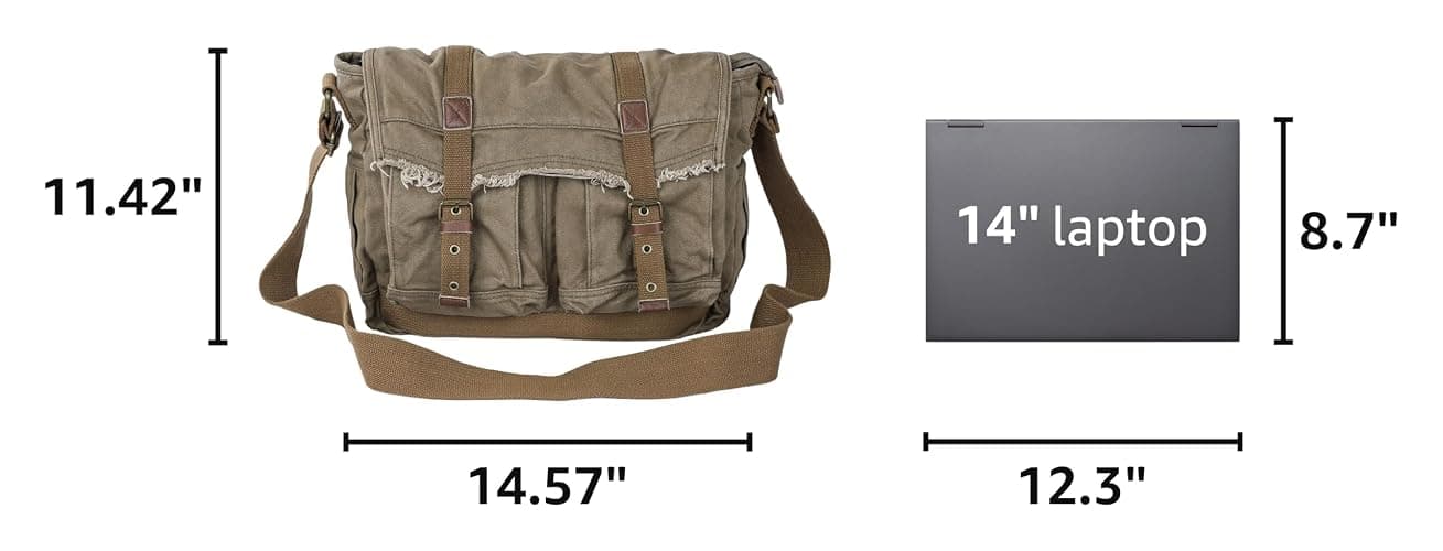 GOOTIUM Canvas Messenger Bag - Vintage Shoulder Bag Frayed Style Boho Purse thumbnail 3