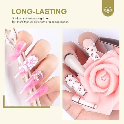 SAVILAND Builder Gel for Nails: 30ml Clear Hard Gel for Extension, Builder with Air Cushion Builder Base &Nail Strengthener Art Manicure Set 100pcs Nail Forms and Acrylic Brushr Thickening Home Use | Dispense By Press, Control Gel Amount Easily, Salon & Home DIY, Includes 100 Forms & Brush, Natural Resin, Lasts 28+ Days thumbnail 5