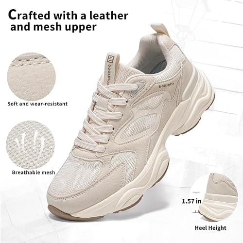 BAASPLOA Women's Fashion Sneakers Chunky Tennis Shoes for Gym Workout | Lightweight Comfortable Platform Athletic Sneakers, Retro Dad Walking Shoes, Non Slip Breathable Casual thumbnail 4