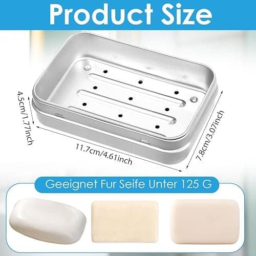 Tyqour Aluminum Travel Soap Dish with Lid, Portable Travel Soap Case, Self Draining Travel Metal Soap Tin, Travel Soap Box for Camping Home Bathroom Or Travel thumbnail 3