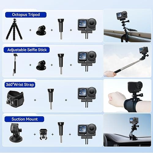 DJI Osmo Action 6 8K Waterproof Action Camera Bundle | 1/1.1" Square Sensor, 50GB Built-In Storage, Original Essential Combo + 58-in-1 Accessory Kit + Extra 64GB Card thumbnail 2