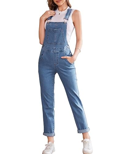 Odefou Bib Overalls for Women Fashion Jean Jumpsuit Adjustable Strap Coveralls - X-Small - No. 1 Blue