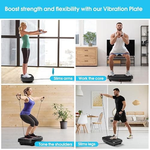 SoftGym Vibration Plate Exercise Machine for Lymphatic Drainage,Power Vibrate Stand Shake Board 450 Lbs Capacity Whole Body Workout Waver with Fitness Resistance Bands Weight Loss Gifts for Women Men thumbnail 6