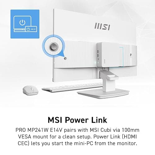 msi PRO MP241W E14V 24-inch IPS 1920 x 1080 (FHD) Office Monitor, 144Hz, Free-Sync, HDMI, DisplayPort, VESA Mountable, Tilt, Speaker, 4-Side Slim Bezel 1ms, White thumbnail 7