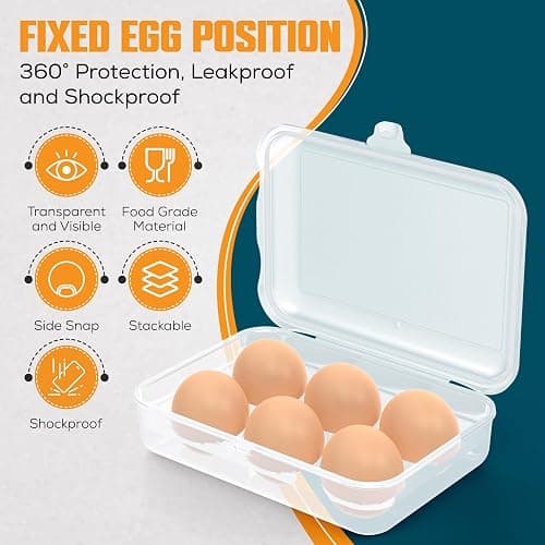 ZPU Egg Holder Camping, 2Pcs 6 Grid Egg Container, Plastic Egg Carrier for Camping Picnic Travel Outdoor Refrigerator Kitchen, Protective Egg Storage Case, Blue thumbnail 3
