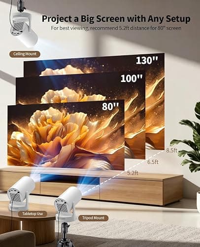 【Electric Focus】Mini Projector, Support 4K 1080P, 210 ANSI Portable Projector with WiFi and Bluetooth, Auto Keystone Correction Video Projector, Compatible with Smartphone,TV Stick,Laptop thumbnail 5