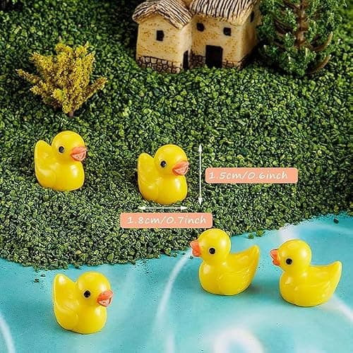 100PCS Mini Resin Duck, Crafts Duck Resin Figures, Cute Duck for Craft Aquarium Garden Landscape Dollhouse Ornament Potted Decorations DIY (Yellow) thumbnail 4