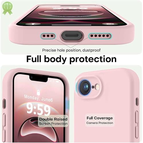 LOVE 3000 Designed for iPhone 16e/17e Case, Premium Silicone with [Soft Anti-Scratch Microfiber Lining] Shockproof Protective Phone Case for Holsters 6.1", Chalk Pink thumbnail 3
