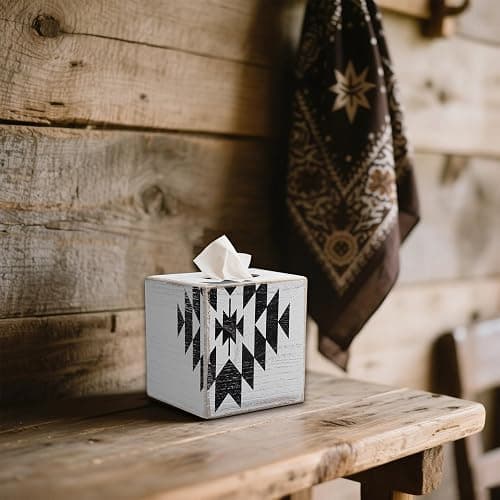 Western Aztec Decor Tissue Box Cover for Western Home Decor - Southwestern Style Aztec Decor - Fits Kleenex Cube thumbnail 9