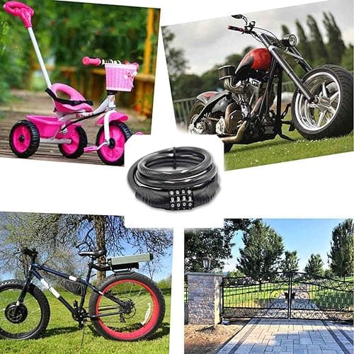 Combination Bike Cable Lock - 4 Digit, 32 inch Long Coiled Security Resettable Cable Lock, Anti-Theft Accessories for Mountain Bike, Road Bike, Electric Bicycle, Scooter - 4 Combination Lock thumbnail 5