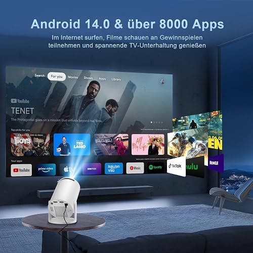HY300PRO+ Smart 4K Projector WiFi Bluetooth, Salange Mini Projector Android 11.0,Short Throw Projector 1080P HD, Auto Keystone Correction, Outdoor Movie Projector Portable (Gray-white) thumbnail 2