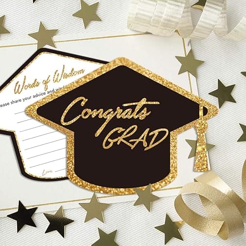 Yuzi-n Graduation Advice Cards for The Graduate (50 Pack), High School or College Graduation Party Games Decorations Supplies, Well Wishes Card for Graduates, Advice For The Graduate Cards (Black) thumbnail 4