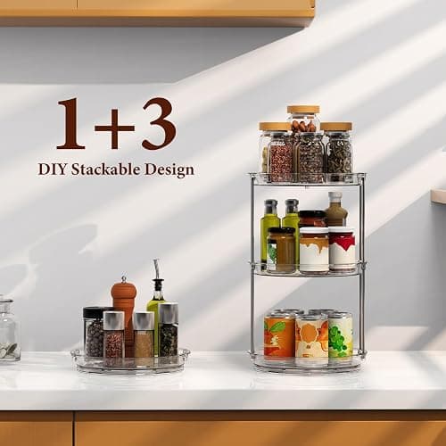 360 Rotating Makeup Organizer, 2 Tier Skincare & Perfume Holder for Bathroom Counter, Clear Spinning Vanity Tray, Lazy Susan Turntable Organizer for Dresser, Kitchen Cabinet thumbnail 7