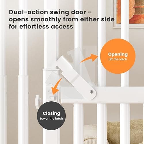 Gardner Pet 51"-87" Extra Tall Cat Gate for Doorway, Wide Adjustable 27.56"-37" Baby Gate Included 4 Extension Kits, Pressure Mounted Safety Full Door Gate for Stairs, Studio, Kitchen (White) thumbnail 6
