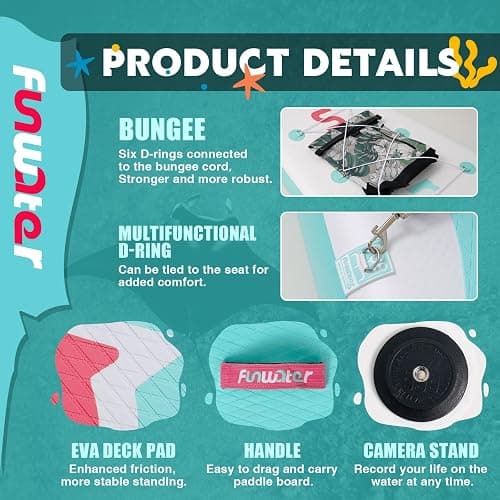 FunWater Inflatable Stand Up Paddle Board with Premium SUP Paddleboard Accessories, Anti-Slip EVA Deck, 11'6''/11'/10'8''/10'6'' Paddle Boards for Adults & Youth of All Skill Levels thumbnail 3