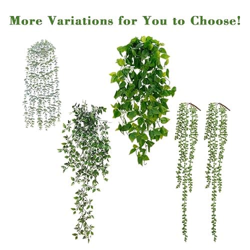 BLEUM CADE Fake Hanging Plants, 2pcs Artificial Hanging Potted Plant, Faux Mandala Vines Hanging Plant Greenery for Wall Shelf Home Living Room Indoor Outdoor Decor thumbnail 9