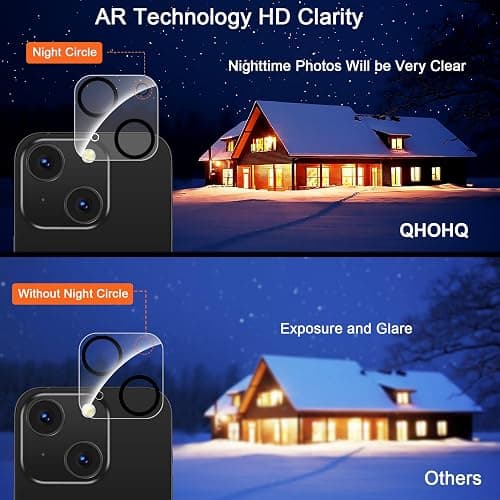 QHOHQ 3 Pack Privacy Screen Protector for iPhone 15 [6.1 Inch] with 3 Pack Camera Lens Protector, Anti Spy Tempered Glass Film, 9H Hardness, HD, Bubble Free, Case Friendly - Black thumbnail 7