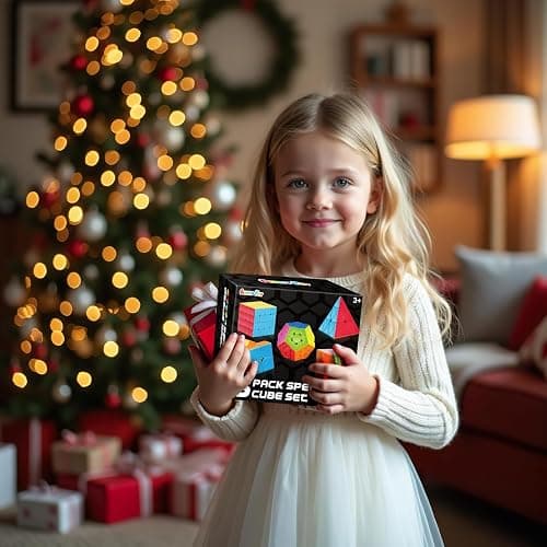 AuntyFey Speed Cube Set, 5 Pack Speed Magic Cube with Speed Cube 3x3, 2x2, 4x4, Pyramid Megaminx Stickerless Cube for Kids Toddlers Adults, Puzzle Cube Set for Kid thumbnail 2