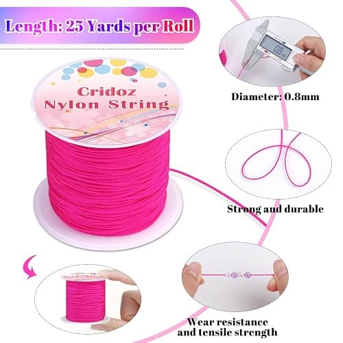Nylon String for Bracelets, Cridoz 20 Rolls Chinese Knotting Cord Nylon Beading Thread for Kumihimo, Braided Bracelets, Beading, Necklaces, Macrame Craft, Wind Chime, Jewelry Making thumbnail 5