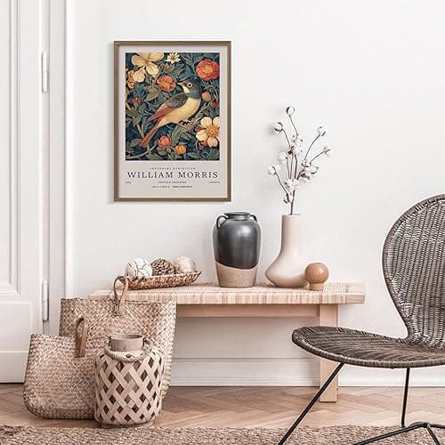 Birds Wall Painting Print Framed Wooden Framewrap Poster William Morris Style Vintage Floral Artwork Nature Picture Gallery Wall Decor For Home And Office 12x16 Inch thumbnail 3