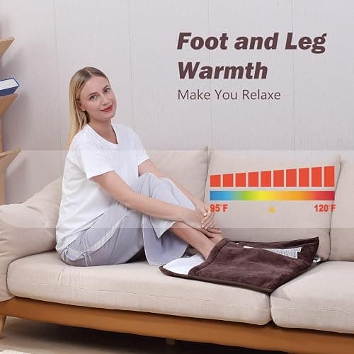 Gintao Electric Heated Foot Warmers for Men and Women,Foot Heating Pad Electric with Fast Heating Technology,Heating Pad Feet Warmer Auto Shut Off with 3 Temperature Setting,22×20 inches,Brown thumbnail 3