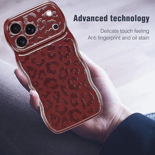 MOWIME Compatible with iPhone 17 Pro Max Case, Cheetah Print Shockproof Wave Edge Soft TPU Protective Cover for Women Girls, Slim Anti Scratch Case for iPhone 17 Pro Max 6.9 Inch, Wine Red thumbnail 7