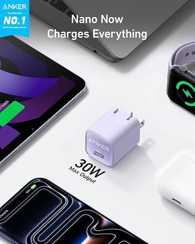 Anker Nano Phone Charger, 30W Portble and Foldable USB C GaN Charger | For iPhone 18 Pro/17/17 Plus/17 Pro Max/16/16 Plus/16 Pro Max/15 Pro Max, Galaxy, iPad, and MagSafe-Compatible Accessories thumbnail 2