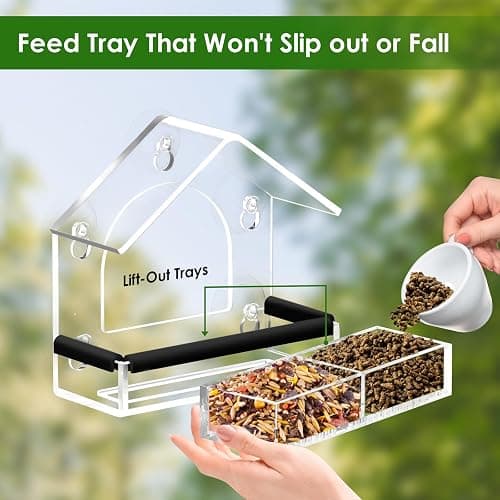Clear Window Bird Feeder with 5 Extra Strong Suction Cups, DY-SKTY Sturdy and Durable Acrylic Birdfeeders for Viewing Wild Birds Outside, as a Bird Watching Gift, Outdoor Birdhouse Box, Garden Decor thumbnail 6