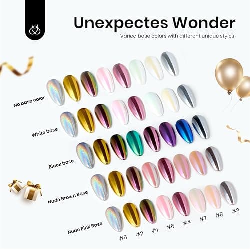 Beetles Chrome Nail Powder Mirror Effect Holographic Aurora Iridescent Pearlescent Manicure Nail Art Decoration Glitter, 8 Colors 1g or 0.5g/Jar Xmas Gift for Women thumbnail 3