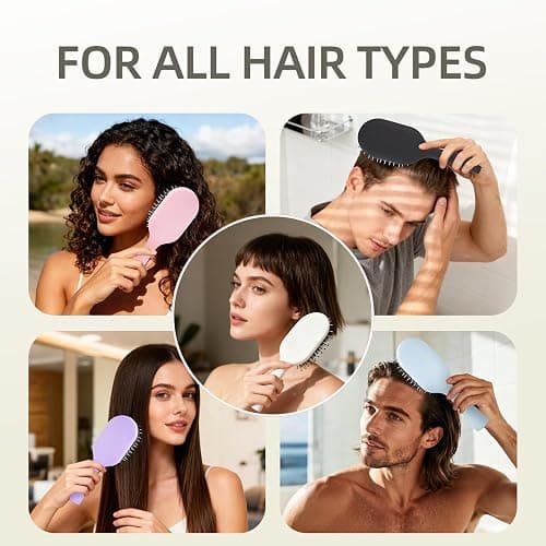 Jurrissa Boar Bristles Hair Brush for Women Men and Kids, Detangling Hair Brush for Smoothing Massage Add Shine, Nylon&Boar Bristles brush for Hair Healthy, Easy to Storage(White) thumbnail 7
