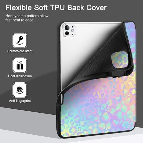 DONGKE Case for iPad Pro 13 inch (M5 2025 / M4 2024) – [Built-in Pencil Holder] Ultra Slim PU Leather Trifold Stand Cover with Soft TPU Back, Auto Wake/Sleep - Color Leopard thumbnail 6