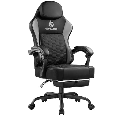WAILOR Gaming Chair with Pocket Spring Cushion, Video Game Computer Chair with Footrest for Adults, High Back Gamer Leather Chair with Headrest and Lumbar Support for Office Gaming 300LBS - Image 1