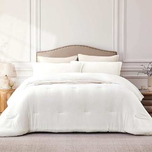 Quataly Twin Comforter Set White,2PCS Soft Lightweight Breathable Bedding Comforter Sets for All Season, Twin Size(68''×90'' Comforter & 1 Pillowcase) - White - Twin (68"x90") thumbnail 2