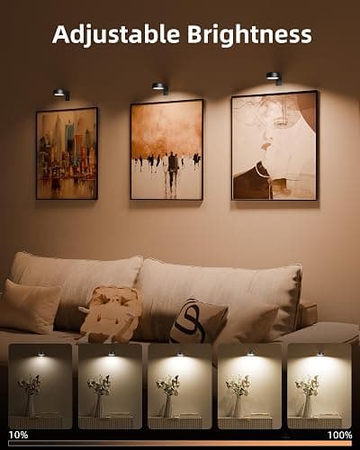 EZVALO Picture Lights for Wall, 2000mAh Rechargeable Battery Magnetic Poster Lights with 3 Color Temps & 12 RGB, Remote Dimmable Timer Painting Light, Wall Decor Light for Art Display, Frame (3 Pack) thumbnail 4